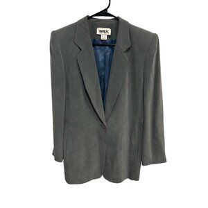 Vintage SILX Gray Silk Blazer Size 6 Single Button Minimalist Classic